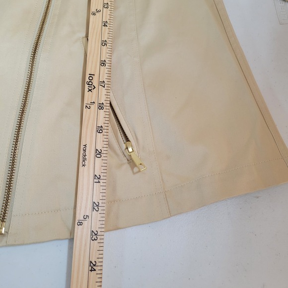 Lafayette 148 Jacket‎ Womens Beige Size 8 Full Zip Lightweight Moto Preppy 0455 - Picture 10 of 13